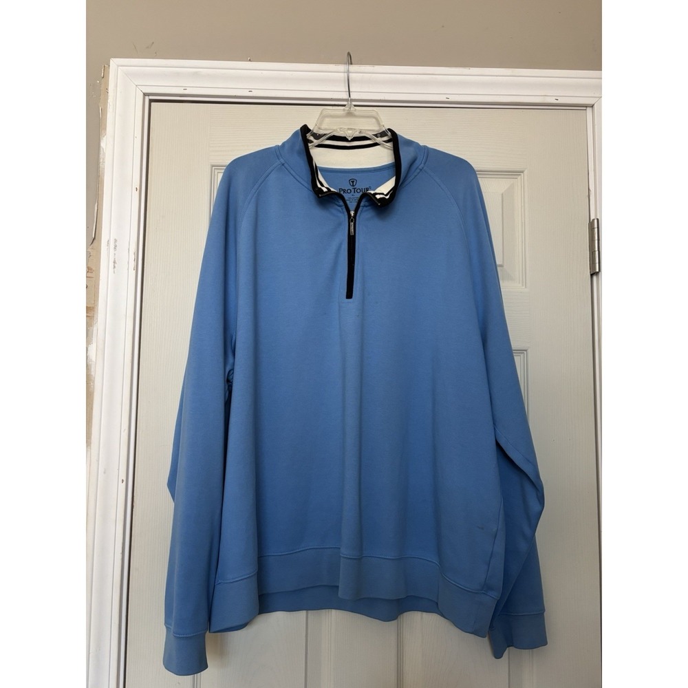 Pro Tour Jacket Men's XL Blue Black Golf Quarter Zip Athletic Pullover Sweater